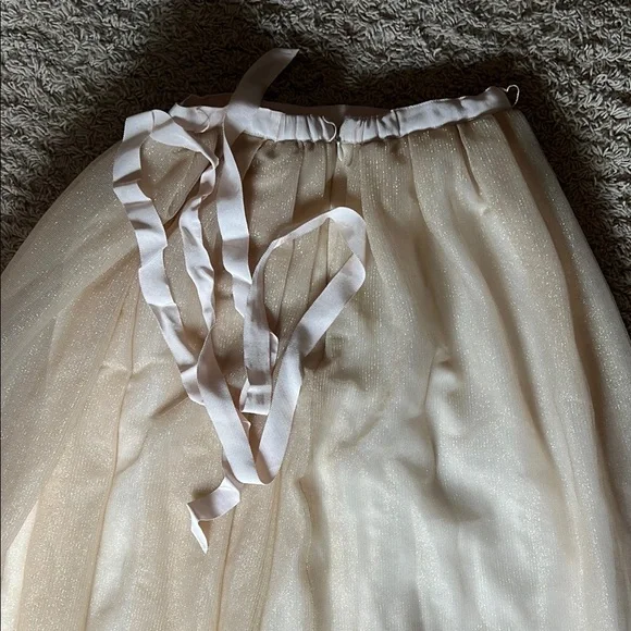 Collection J Crew Cream Midi A-Line Skirt with Ruffles - Picture 3 of 4